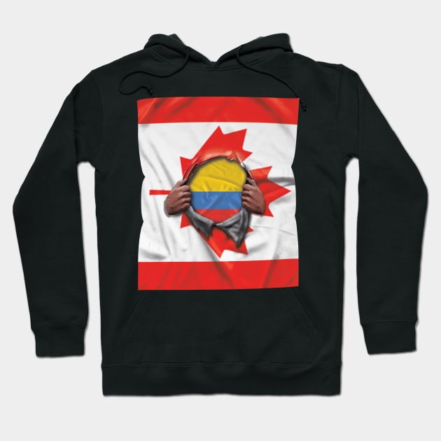 Colombia Flag Canadian Flag Ripped - Gift for Colombian From Colombia Hoodie by Country Flags